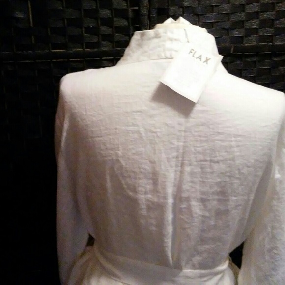 FLAX Linen the Wrapper Underflax Robe White Medium - Picture 8 of 8